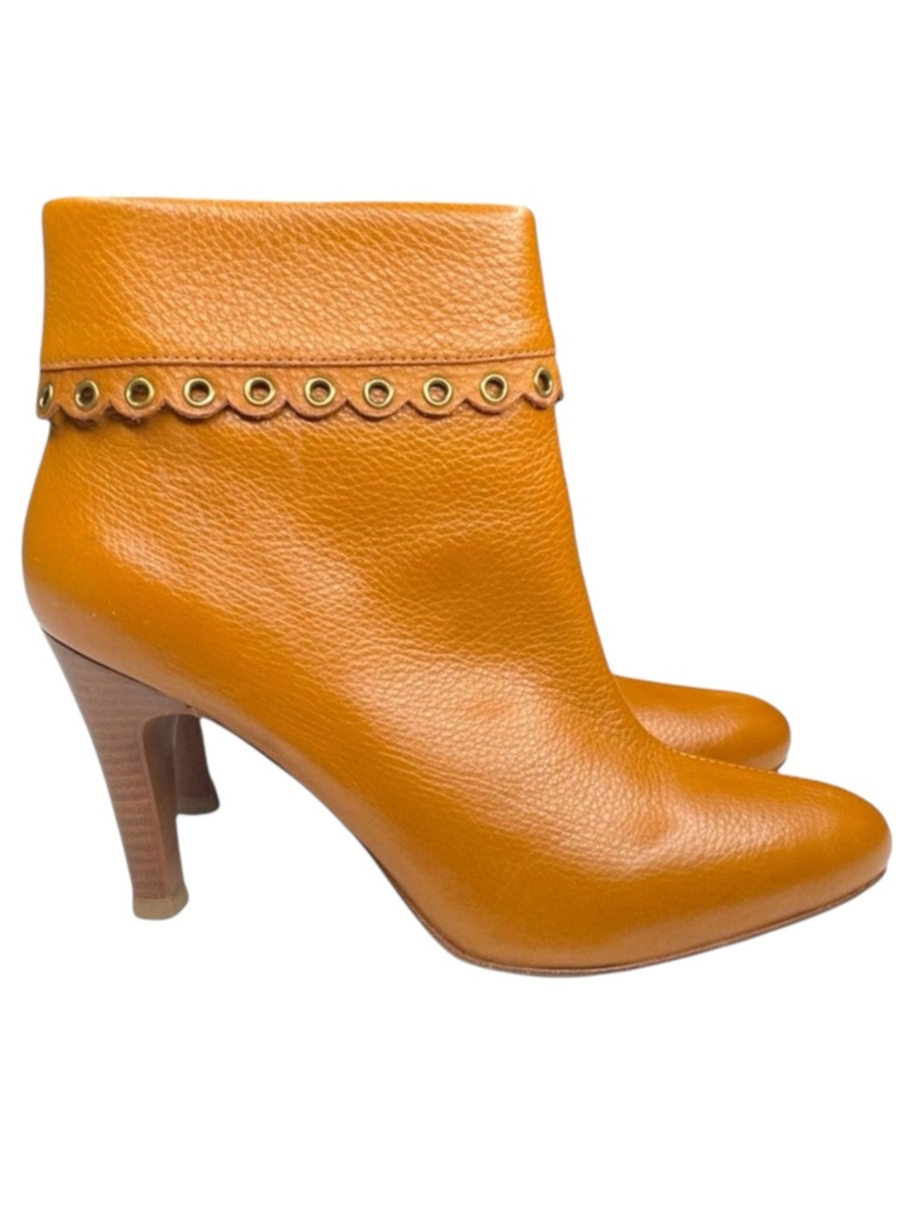 new Michael Kors ❁ Roadie Heeled Leather Ankle Boots Booties ❁ Luggage Tan ❁ 6M - Picture 4 of 16